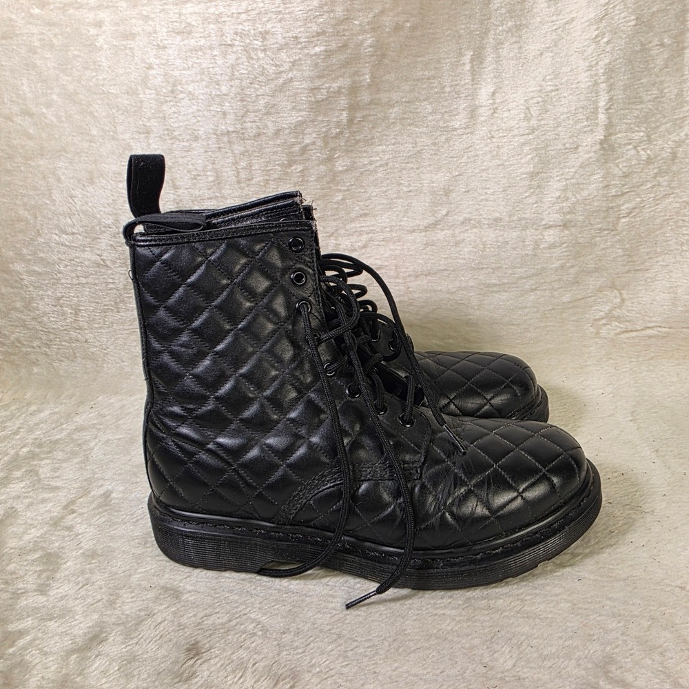 Dr. Martens Coralie Boots Black Quilted Leather Lace Up Combat 42 Womens 10 - Picture 3 of 7